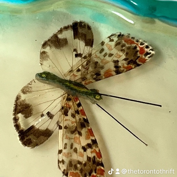 Retro boho coasters with flowers and butterfly 2 pc - Picture 5 of 8